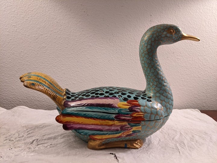 Vintage Decore A La Main Hand-painted Porcelain Duck Made in Italy for Nordstrom