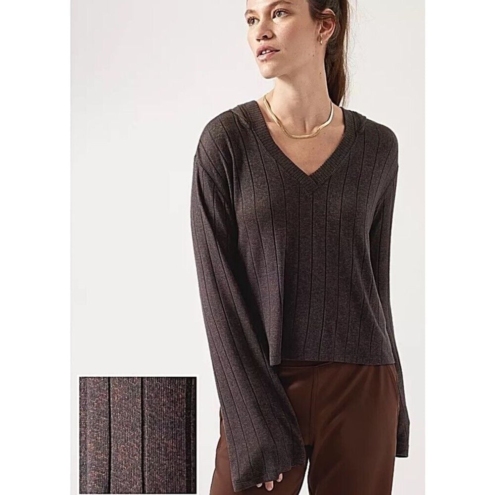 Athleta Women's Harmony Hoodie Sweatshirt Medium Mahogany Heather EUC