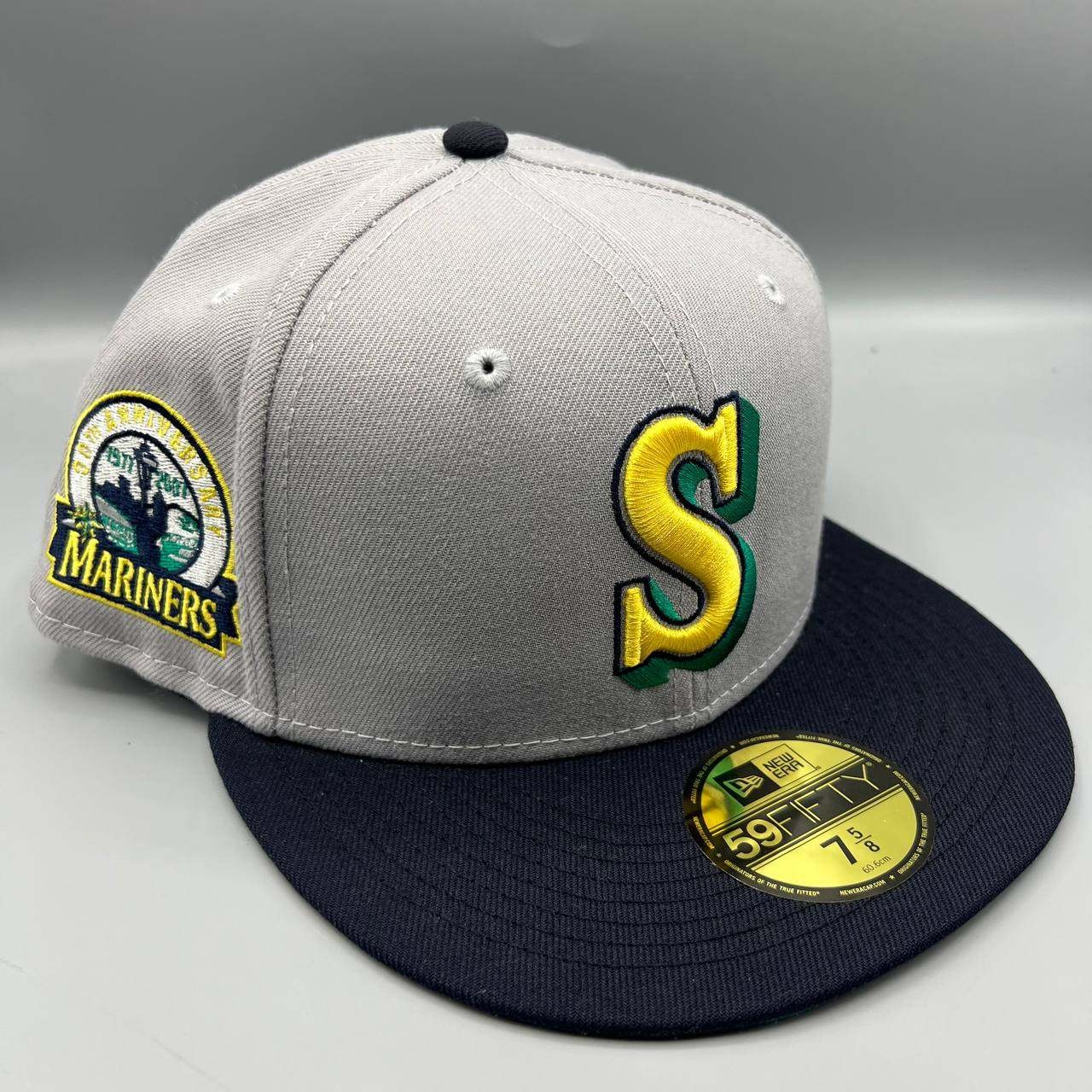 Seattle Mariners Hat Men 7 5/8 Gray Black 59Fifty New Era MLB Fitted Cap