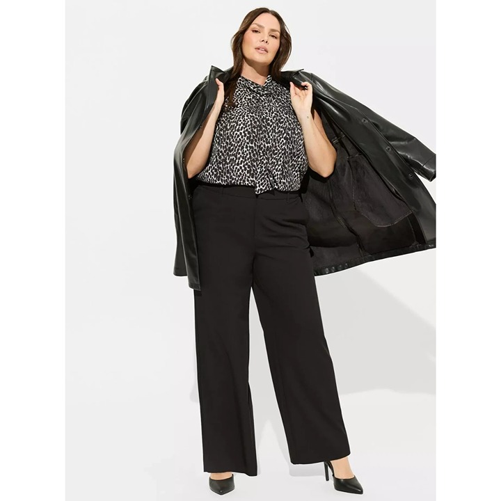 Torrid Womens 20S Wide Leg City Twill High Rise Comfort Waist Pant Black NEW