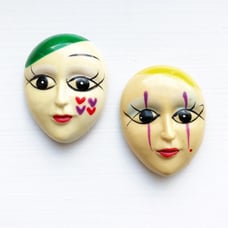 Set Of 2 Vintage Mime Face Magnets