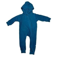 Kyte Baby Bamboo Baltic Blue Jersey Hooded Zipper Romper Sz 18-24 months