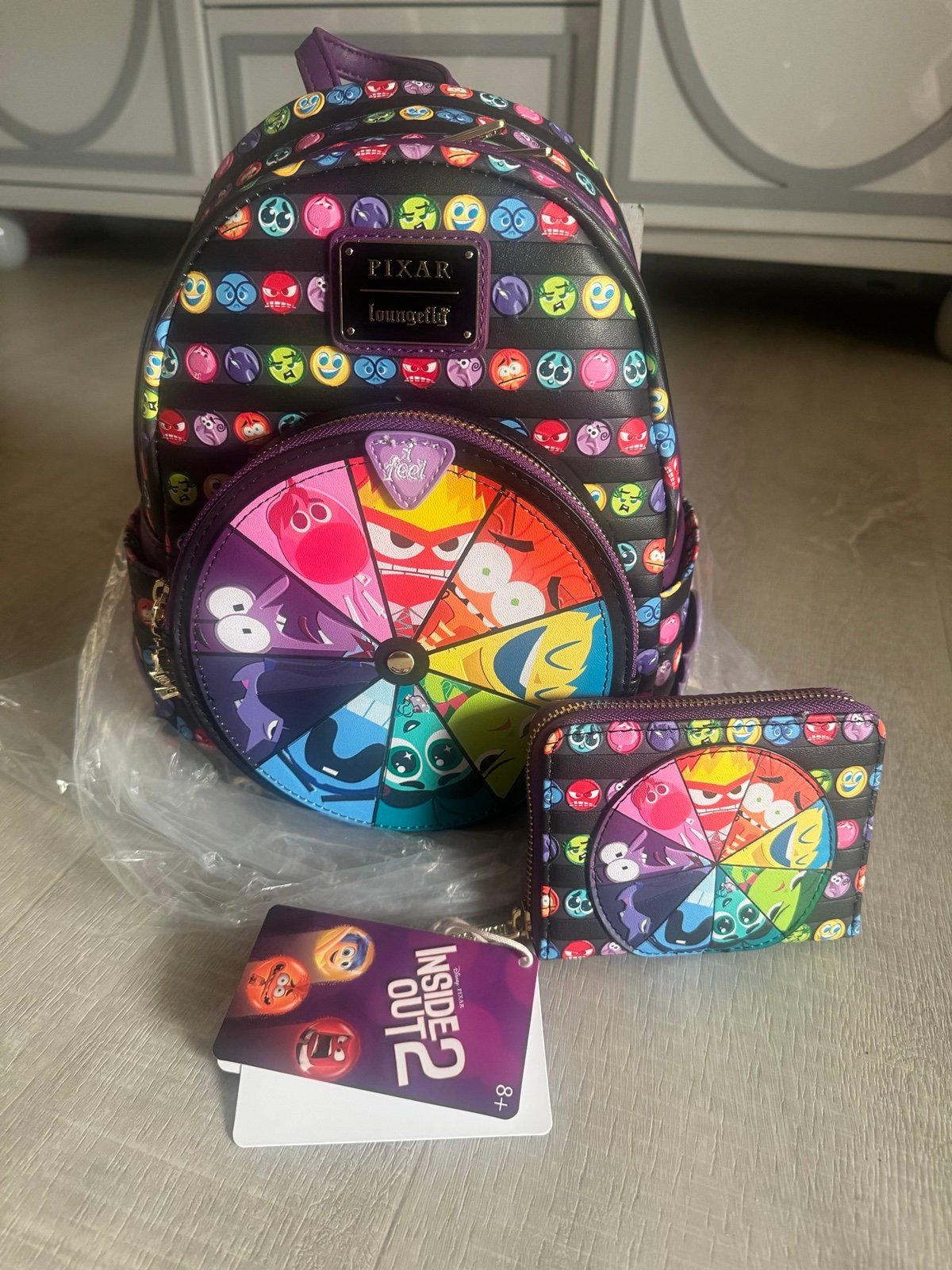 Disney Pixar Loungefly Inside Out 2 Core Memories Spinning Wheel Mini Backpack