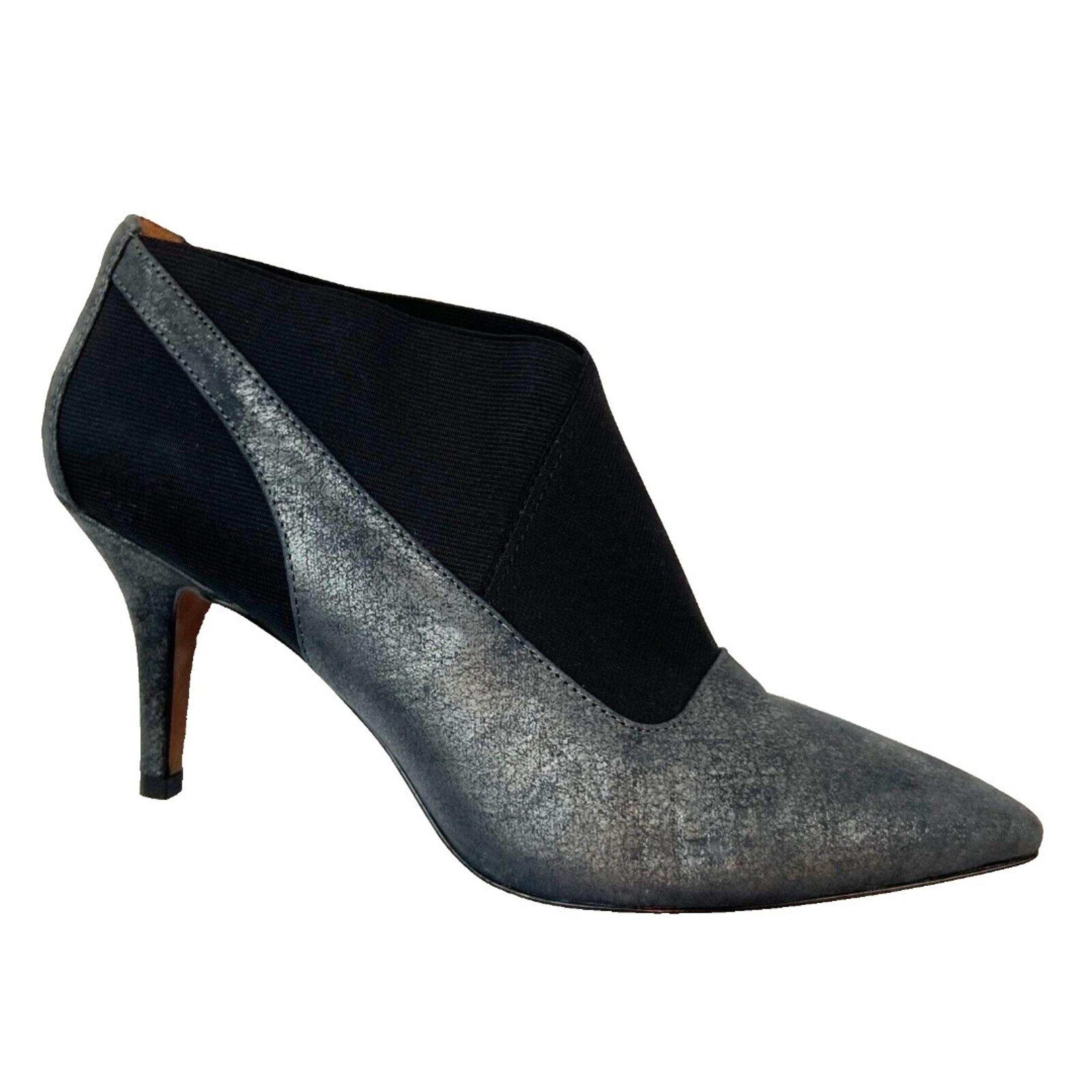 L'Amour Des Pieds Kamea Heels Women's 8.5 Black Silver Leather Pump Elastic
