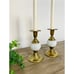 Elegant Vintage Brass & Hobnail Milk Glass Candleholders – Set of 2