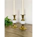 Elegant Vintage Brass & Hobnail Milk Glass Candleholders – Set of 2