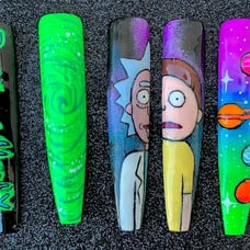 Rick and Morty Handpainted Press on Nails
