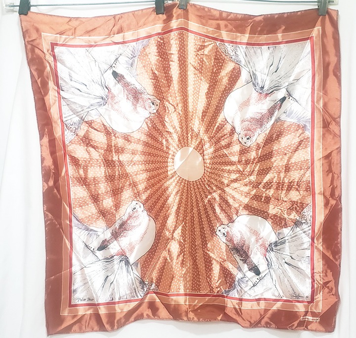Tony Paine Polar Bear Skemo Canada Scarf Wrap Acetate 26 Orange White
