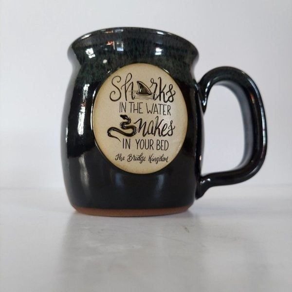 The Bridge Kingdom Stoneware 16 oz Sharks and Snakes Heavy Duty Coffee Mug Cup