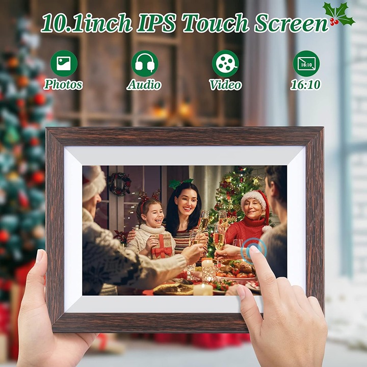 10.1'' Frameo Digital Picture Frame, 32GB Wifi Digital Photo Frame Touch Screen