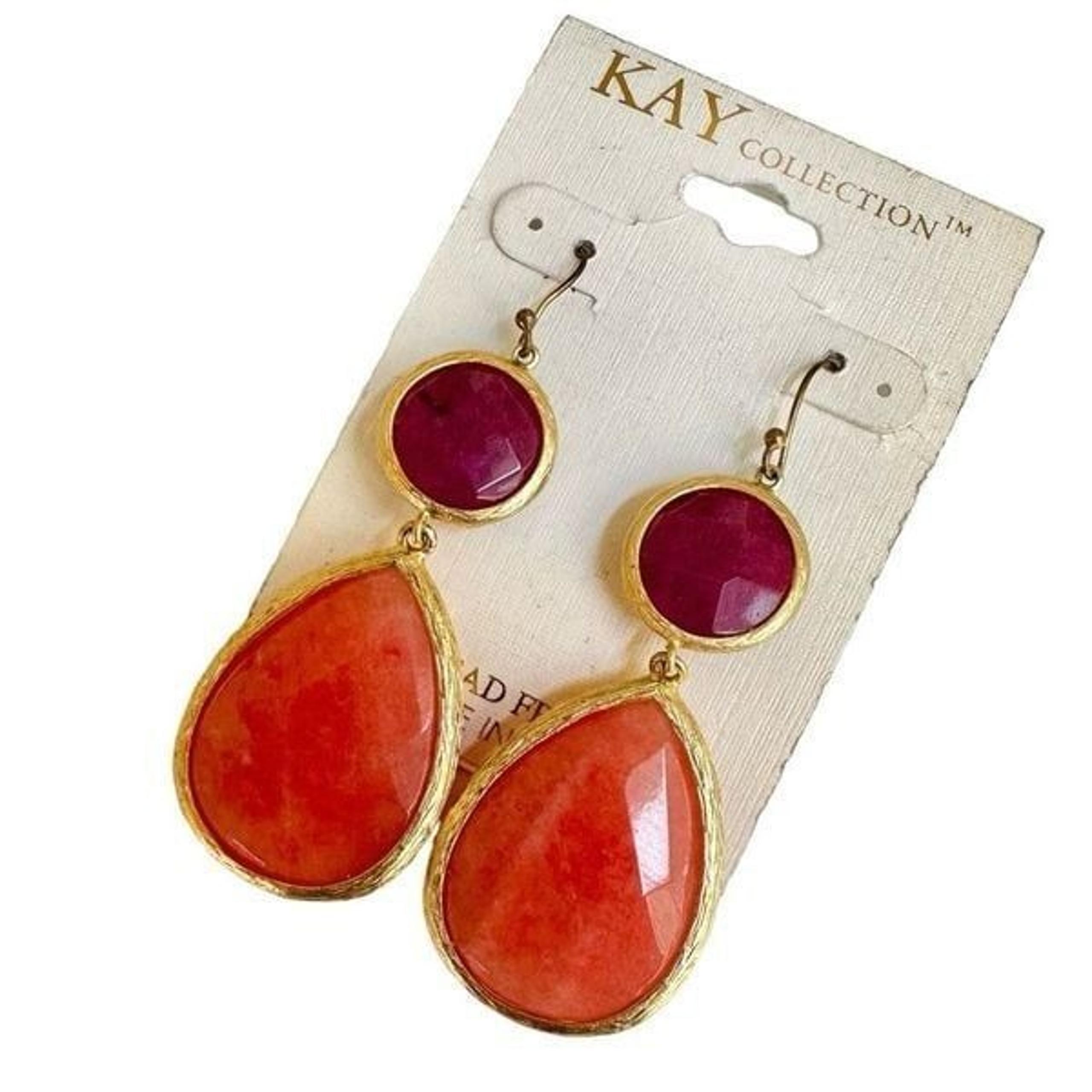 Kay Jewelers pink teardrop statement earrings