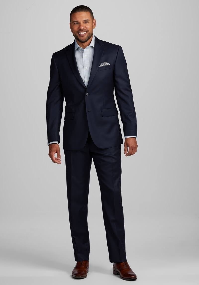 JOS A. BANK | Men’s Navy Track Stripe with Blue Deco Suit Jacket