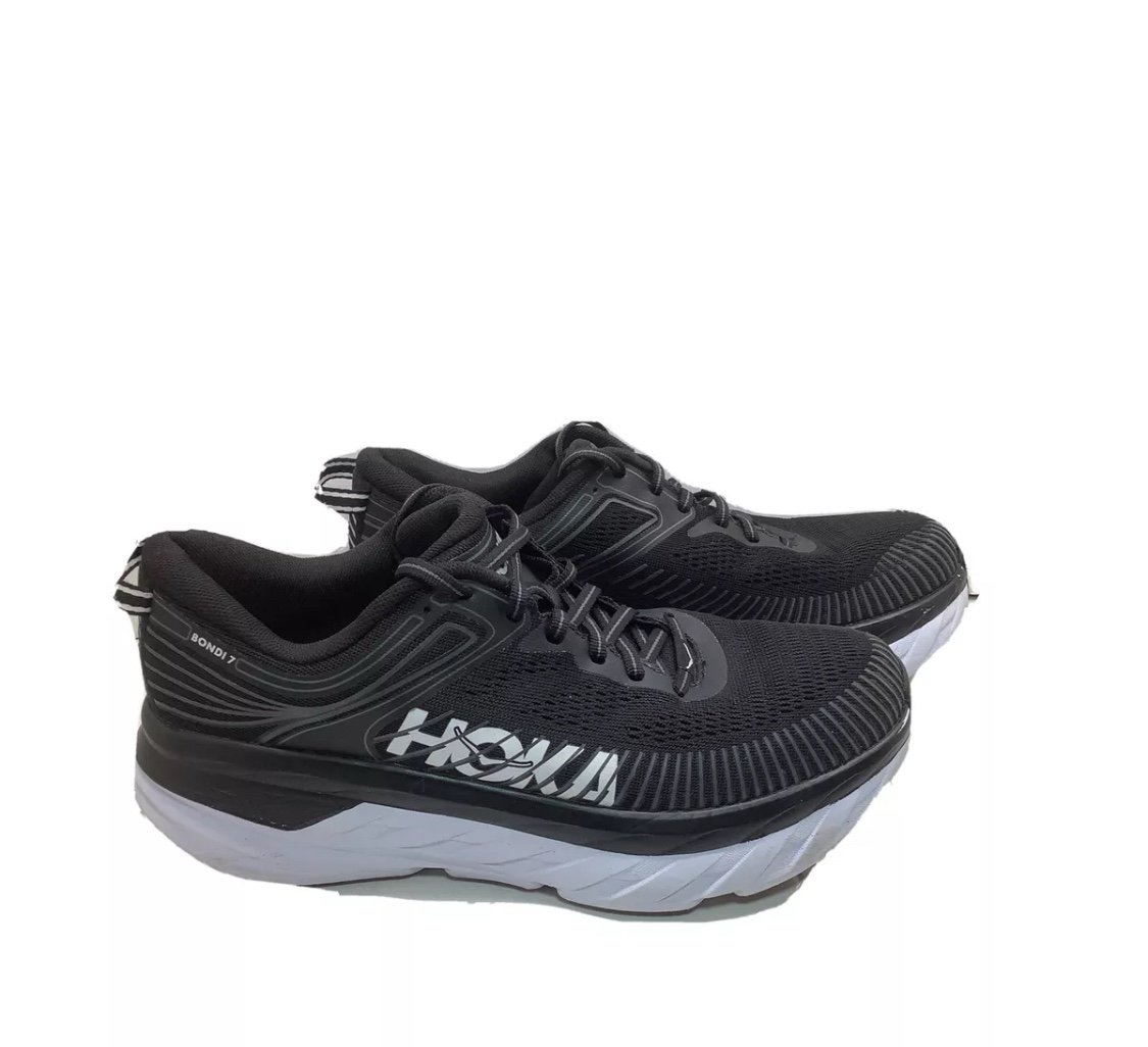 HOKA Bondi 7 Black and White Running Shoes Women’s Size 8
