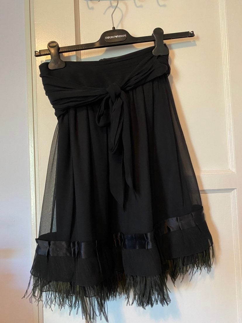 Elie thahari black silk skirt