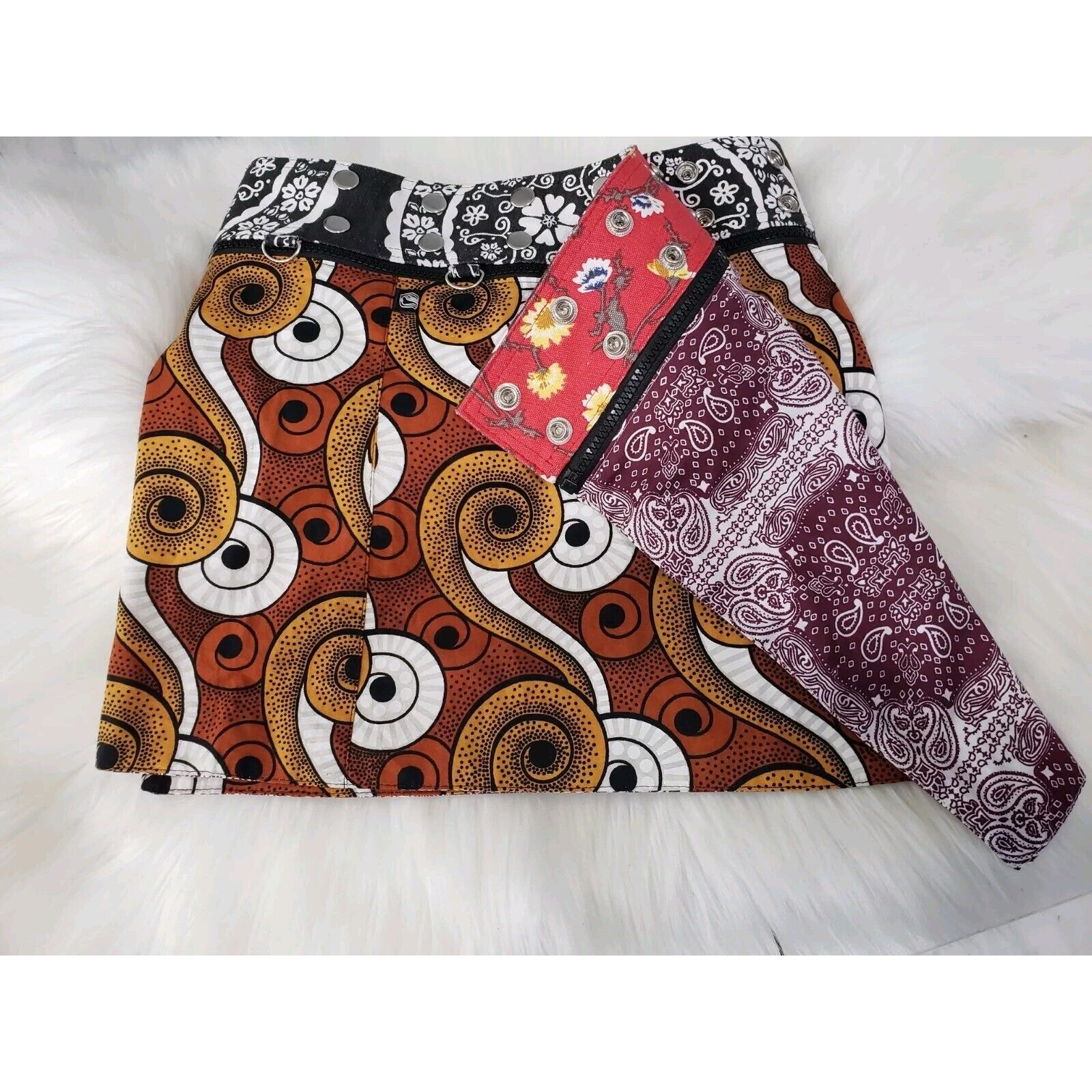 Zand Amsterdam Skirt Colorful Floral Reversible One Size Adjustable Wrap Boho