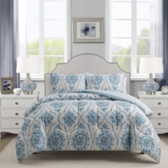 NEW Mercer 3-Pc Blue . Comforter Set REVERSIBLE QUEEN