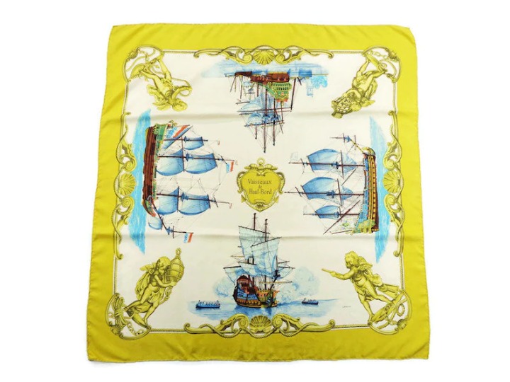 Scarf Vintage Hermes Silk Scarf, Abstract Theme Silk Scarf