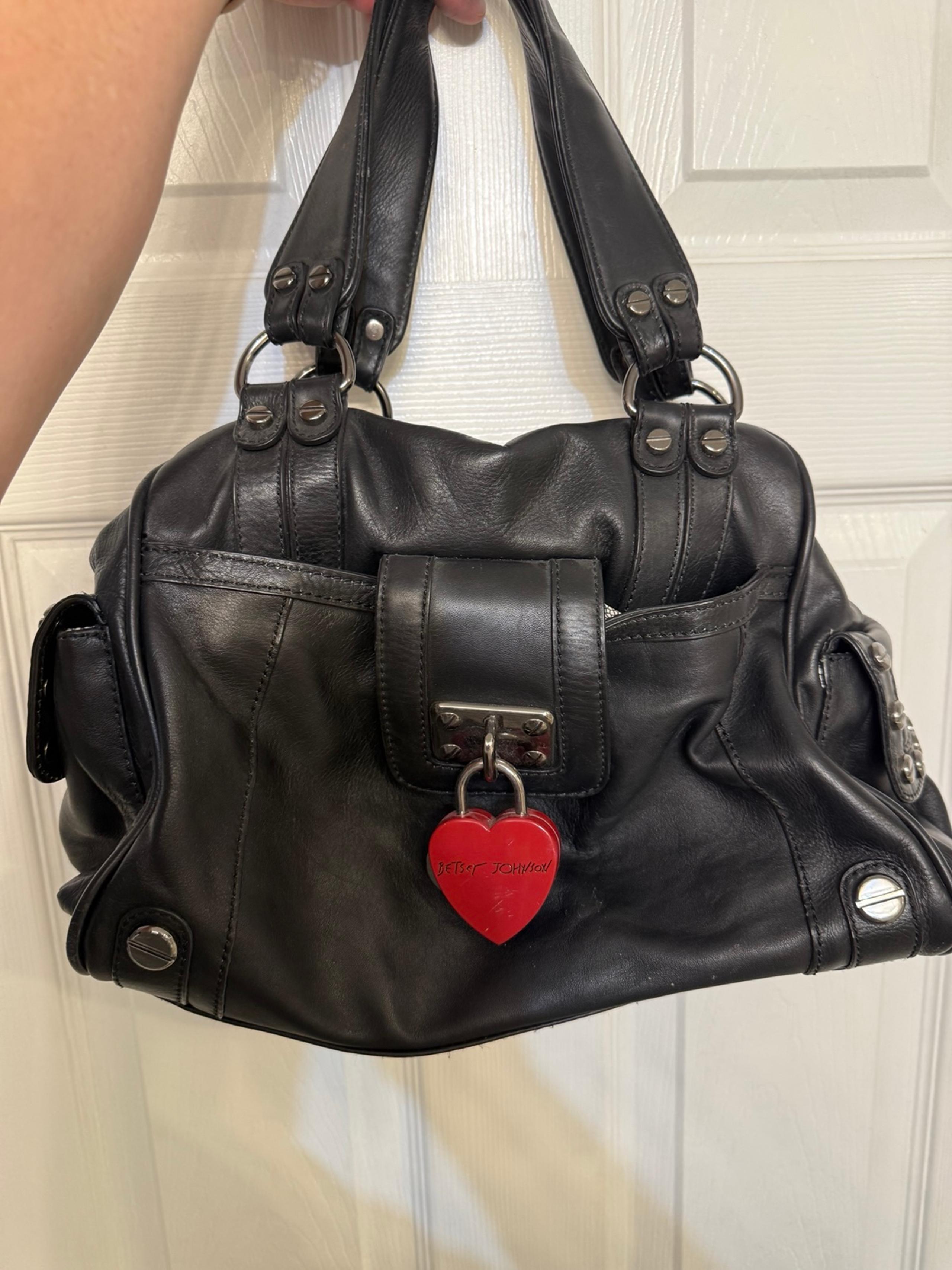 Betsey Johnson Black Leather Heart Locket Handbag