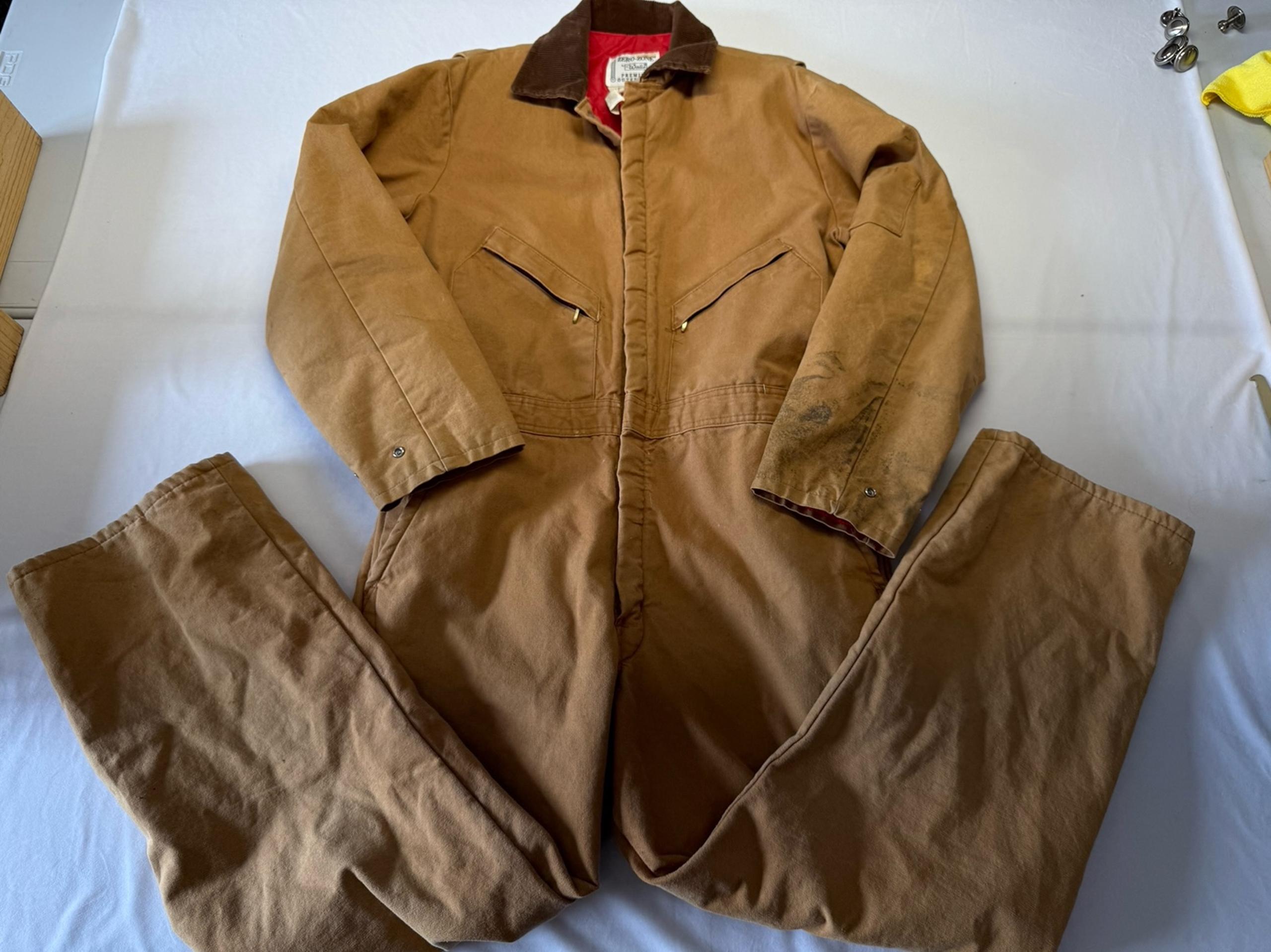 Vintage WALLS ZERO ZONE Coveralls Mens L 42-44 Insulated Duck Canvas Tan Overall