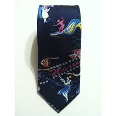 NWT 65.00 TOMMY HILFIGER MENS NEW NAVY BLUE 100%SILK HAWAII NECKTIE WIDTH:3 1/4