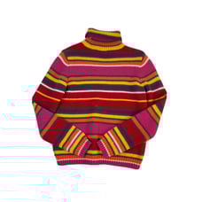 Vintage Multi Color Stripe Chunky Turtleneck Sweater Womens Small