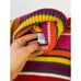 Vintage Multi Color Stripe Chunky Turtleneck Sweater Womens Small