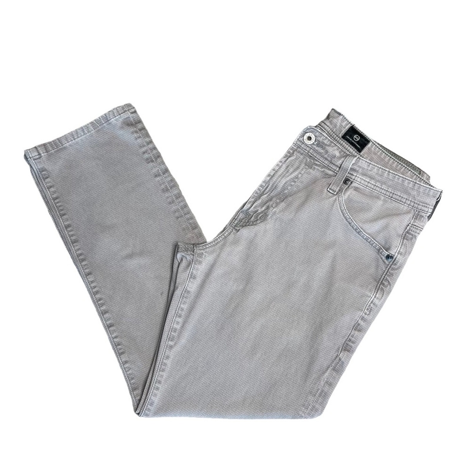 AG ADRIANO GOLDSCHMIED Taupe Gray Print Everett Slim Straight Jeans Mens Size 33