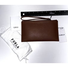 Furla Classic XL Envelope Wristlet Wallet Leather Vitello ST. Brown
