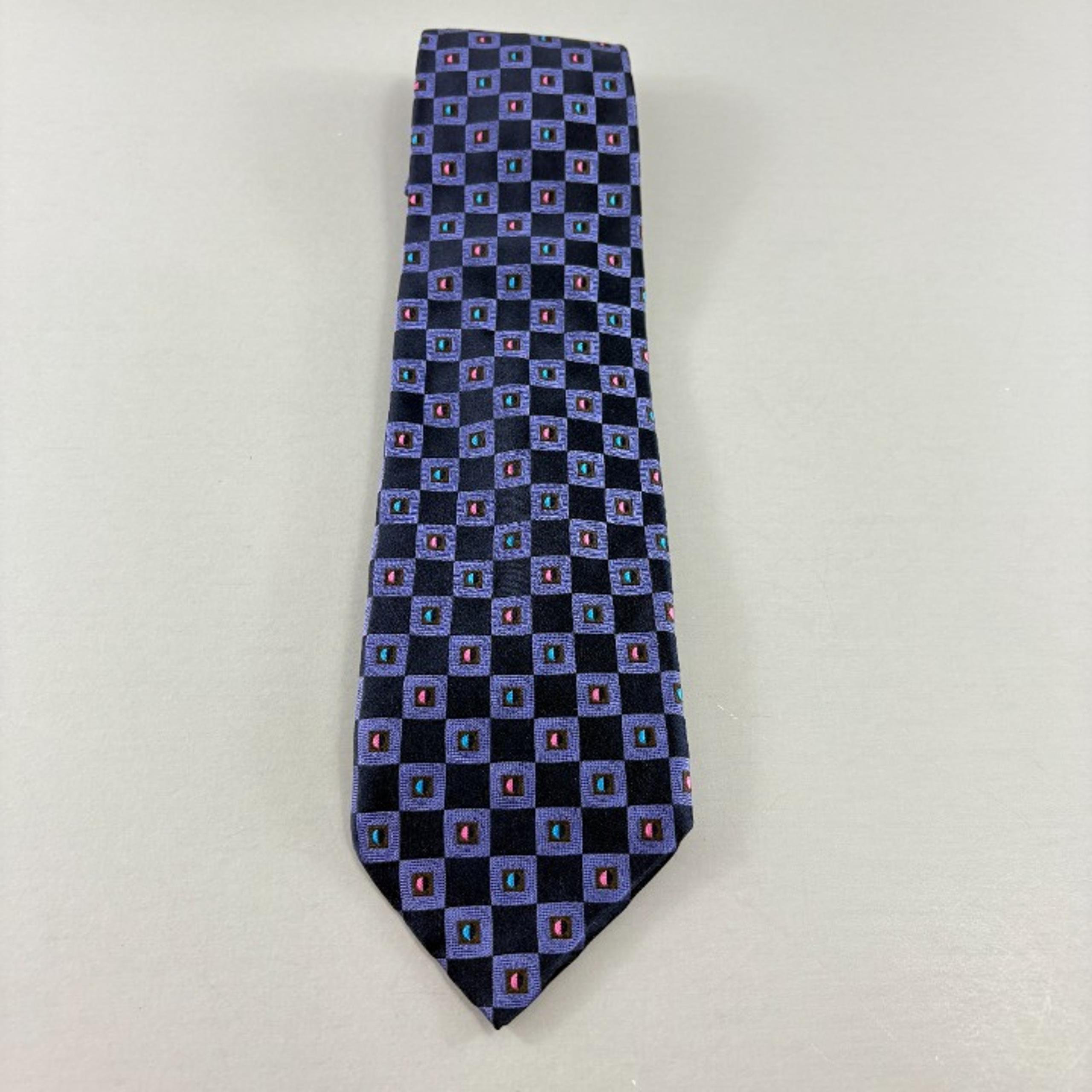 Barney's New York Black / Purple Check Men's Tie 3 1/2" x 60"