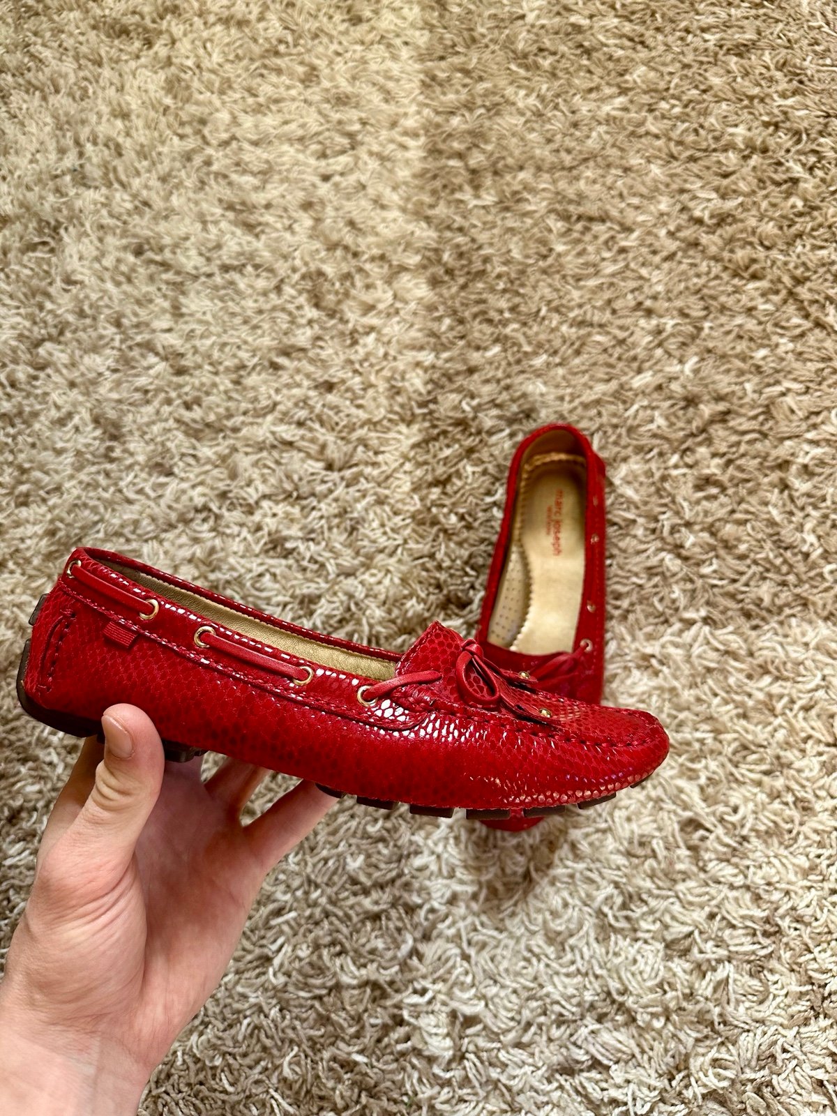 Marc Joseph Drivers Leather Moccasins Red Made in Brazil
