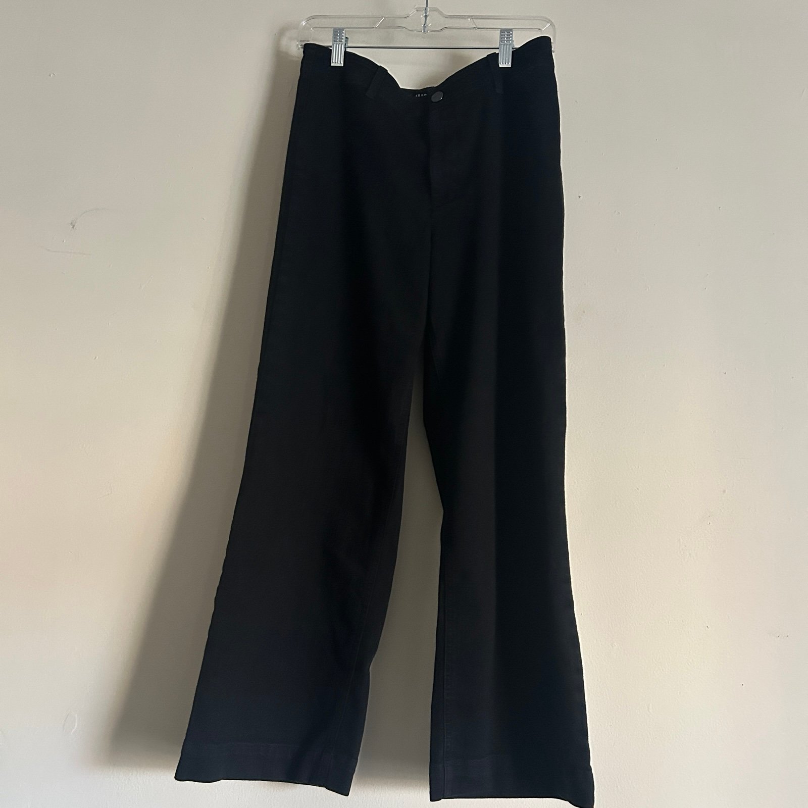 PAIGE Nellie Culotte High Rise Wide Leg Jeans Black Denim Size 30