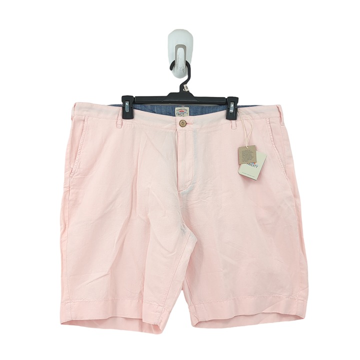 Faherty Men 42 Malibu Chino Shorts Summer Pink Linen Cotton 9 inch Inseam NEW