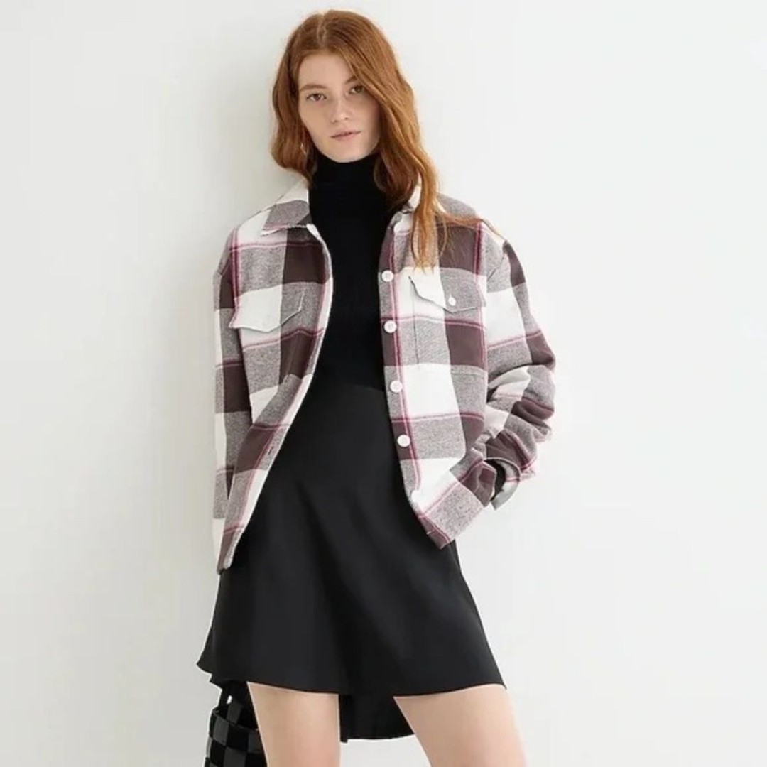 J. Crew Relaxed Flannel Shirt-Jacket Shacket in Buffalo Check, Size 8