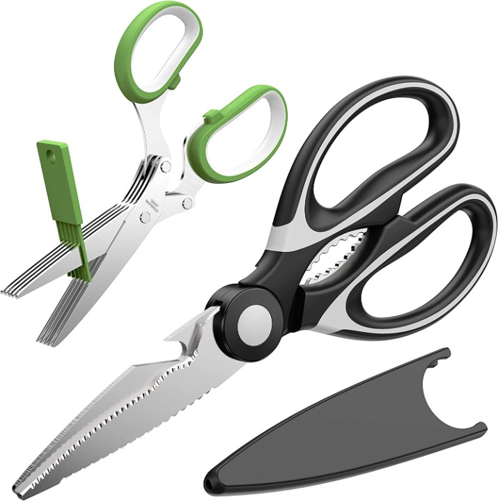 Kitchen Shears Herb Scissors Set - Including a Heavy Duty Multi Function Kitchen