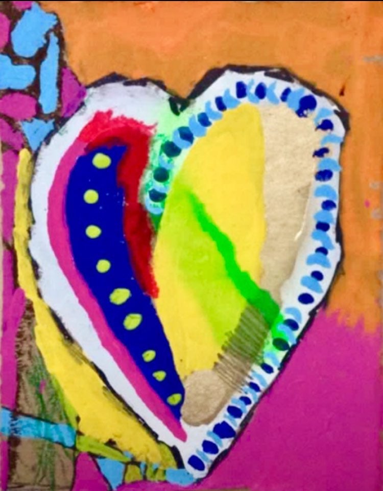 3' Canvas Heart Love Color Painting