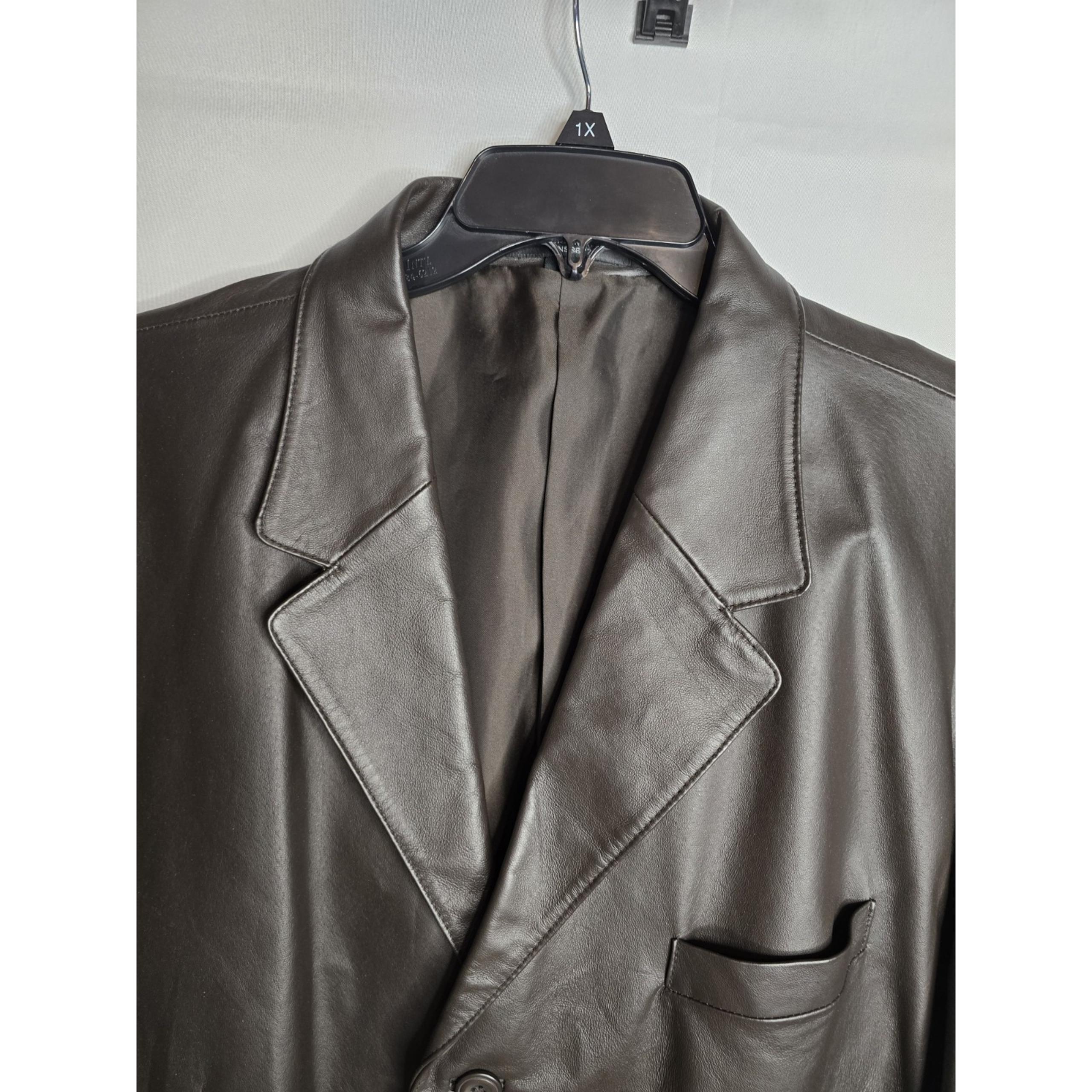 Vintage Men's Leather Blazer Size XL Jacket Coat Brown Leather J. Ferrar