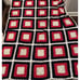 Granny Square Afghan Blanket Vintage Crochet Handmade 57 x 69 Red White Blue