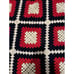 Granny Square Afghan Blanket Vintage Crochet Handmade 57 x 69 Red White Blue