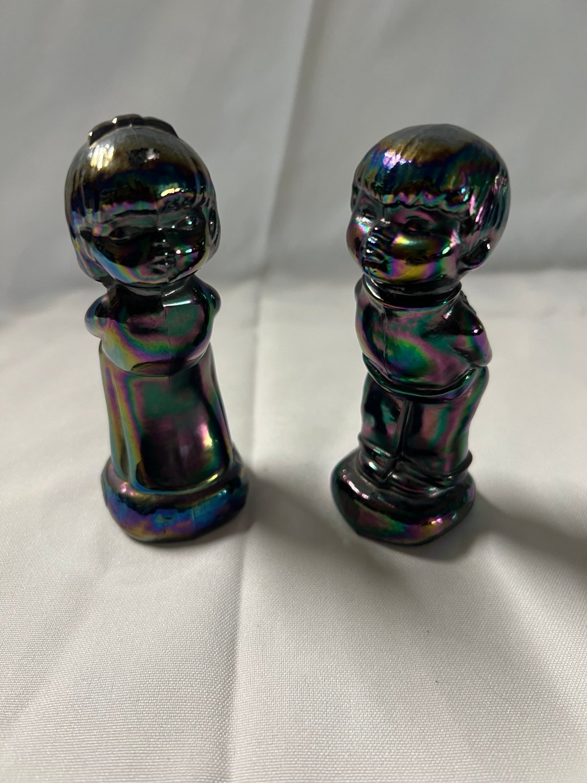 Fenton Glass Carnival Amethyst Kissing Boy Girl Figurine