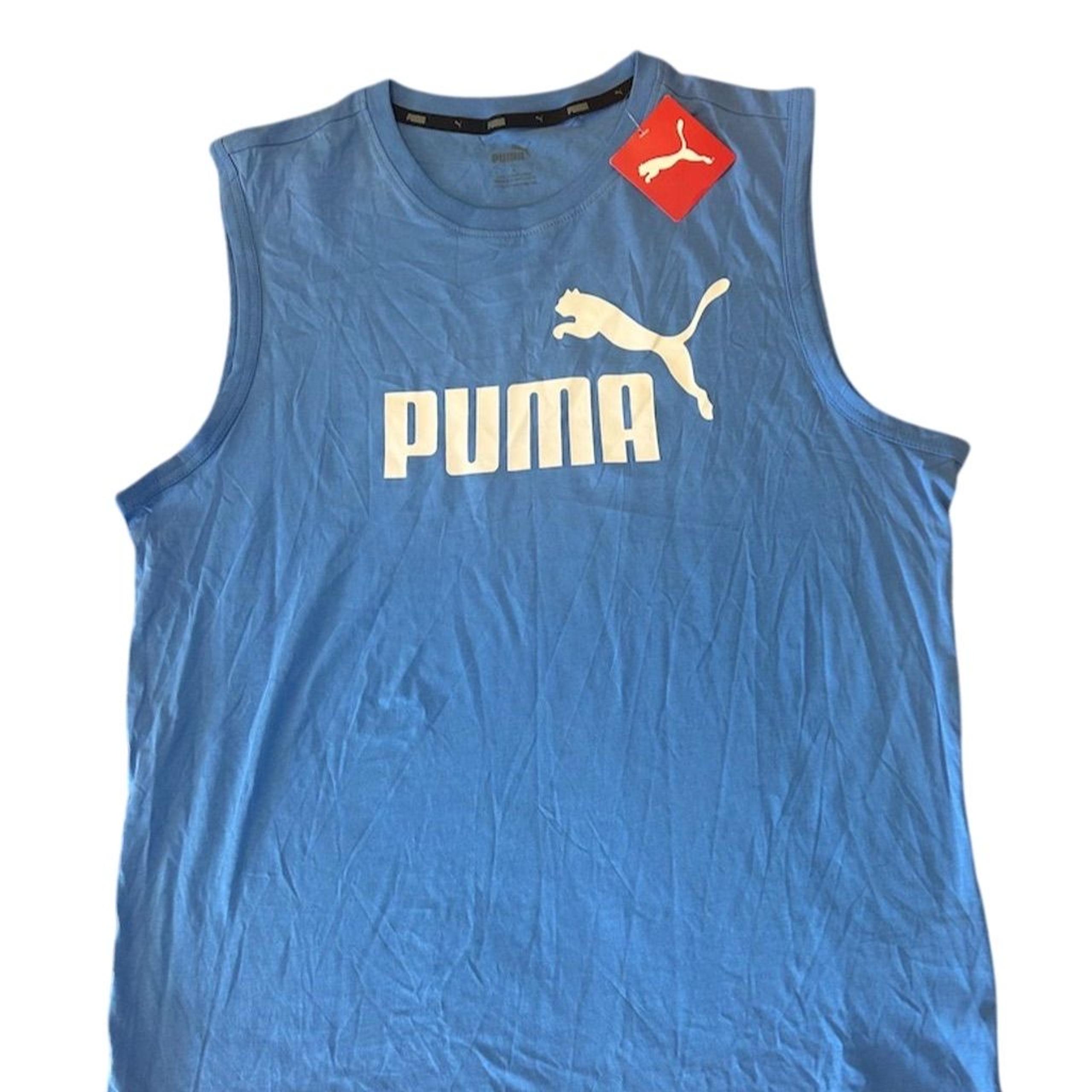 PUMA Men's Blue Graphic Sleeveless Tank Top Size M