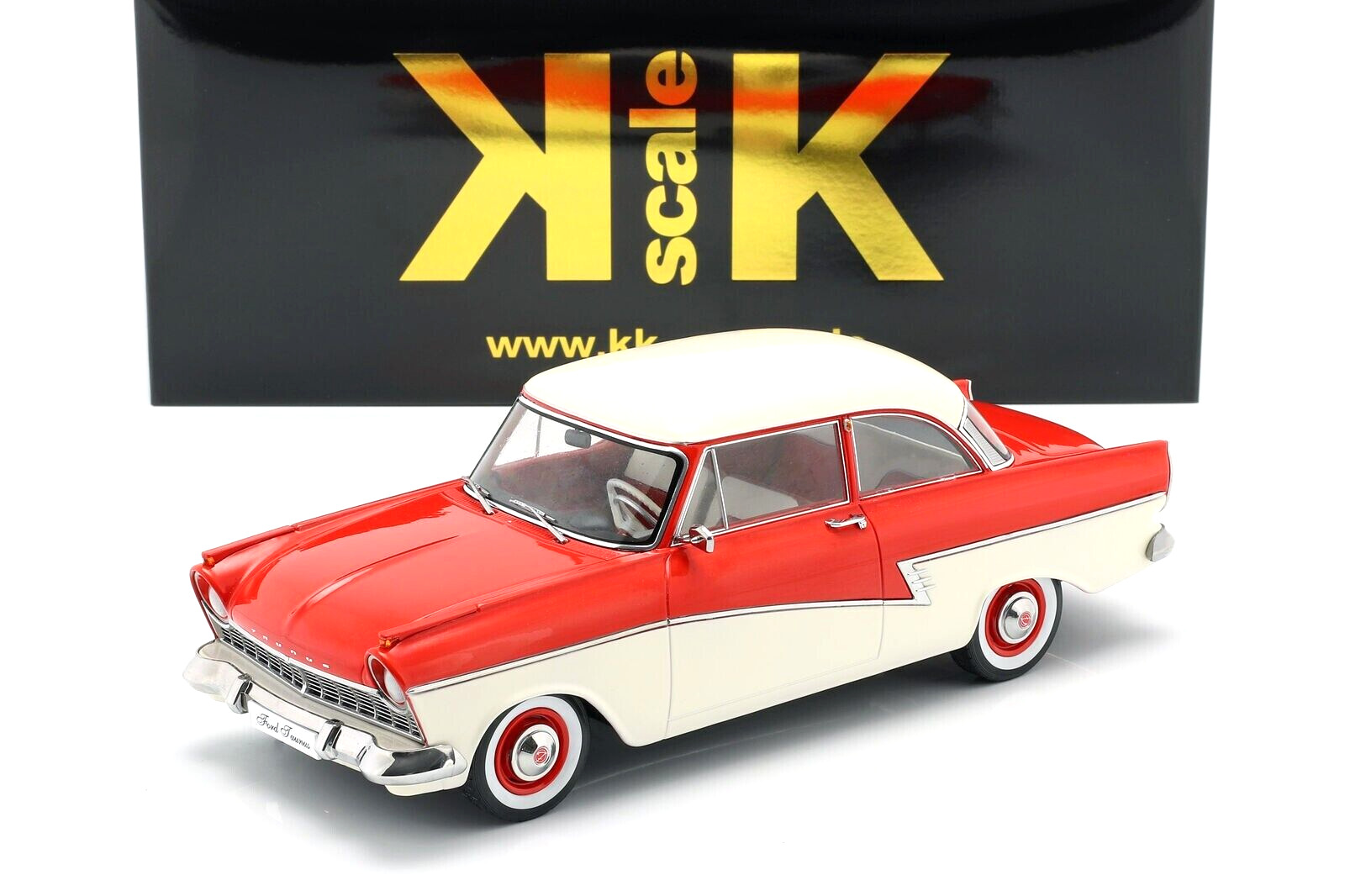 KK Scale 1957 Ford England Taunus 17M P2 Red and White 1:18 KKDC180271