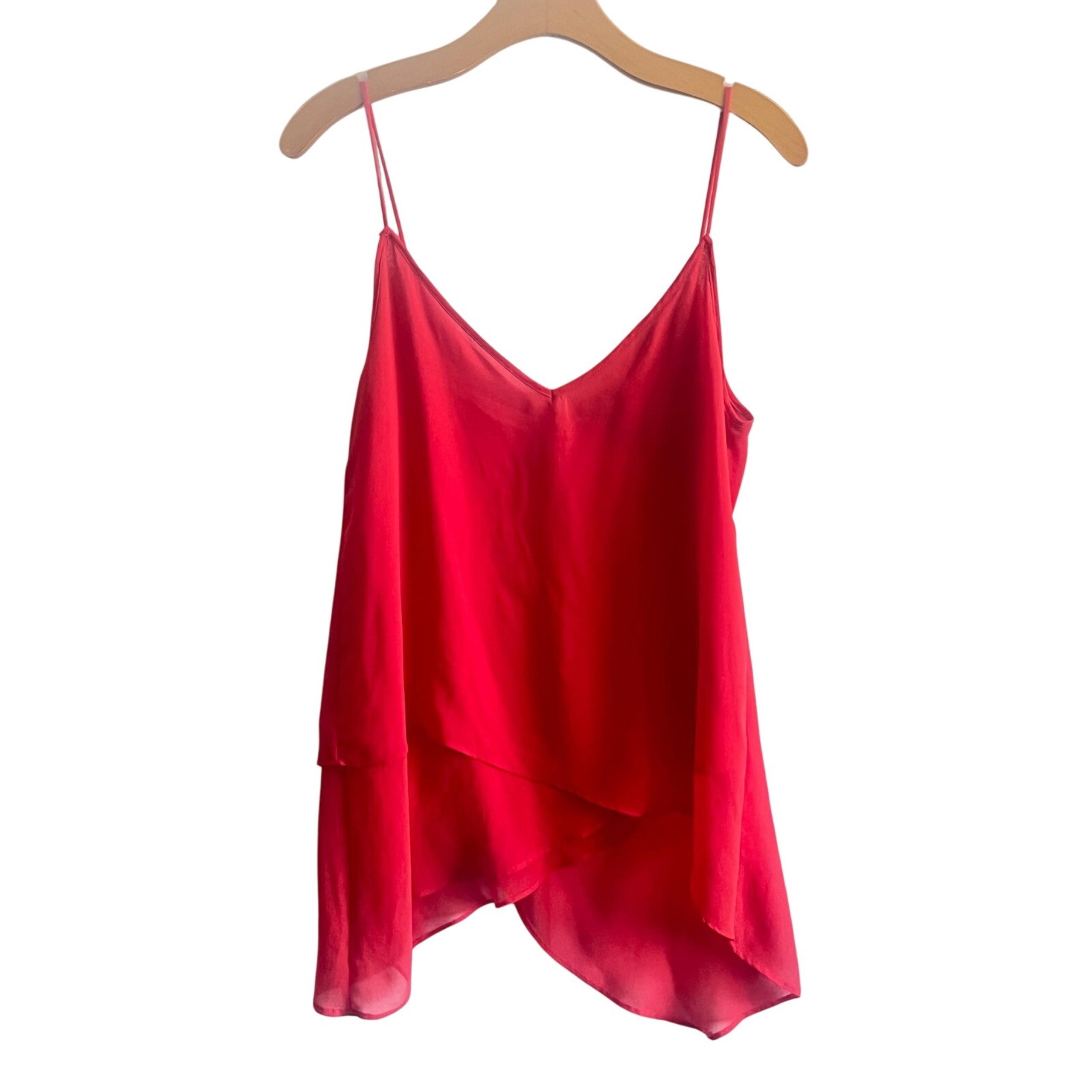 H&M Coral Cami Top Flowy Layered V-Neck Sleeveless Boho Tank Blouse Size 10 New