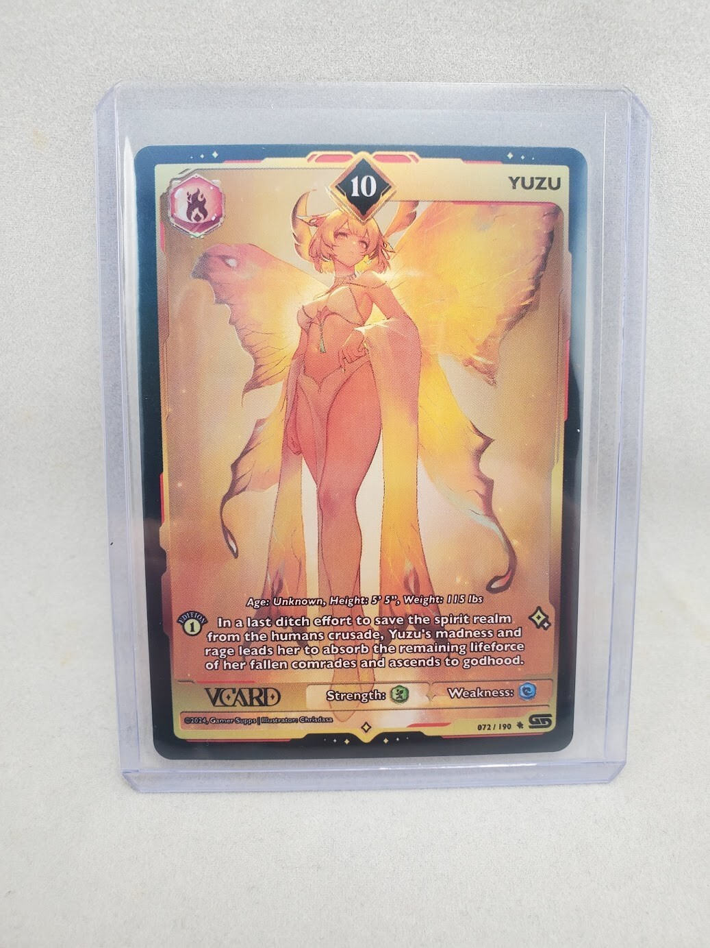 VCARD Gamersupps Rising Stars YUZU 1st First Ed 10 Holo #072/190 TCG