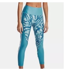 NWT Women's HeatGear® Armour Printed Ankle Leggings Teal, 1362275 Size S/M