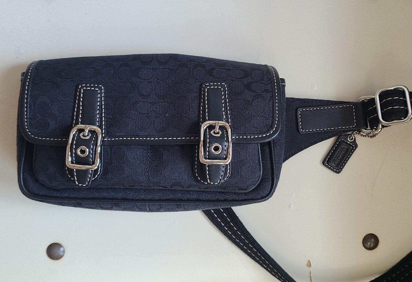 COACH Signature Canvas Front Flap Fanny Pack Waist Bag