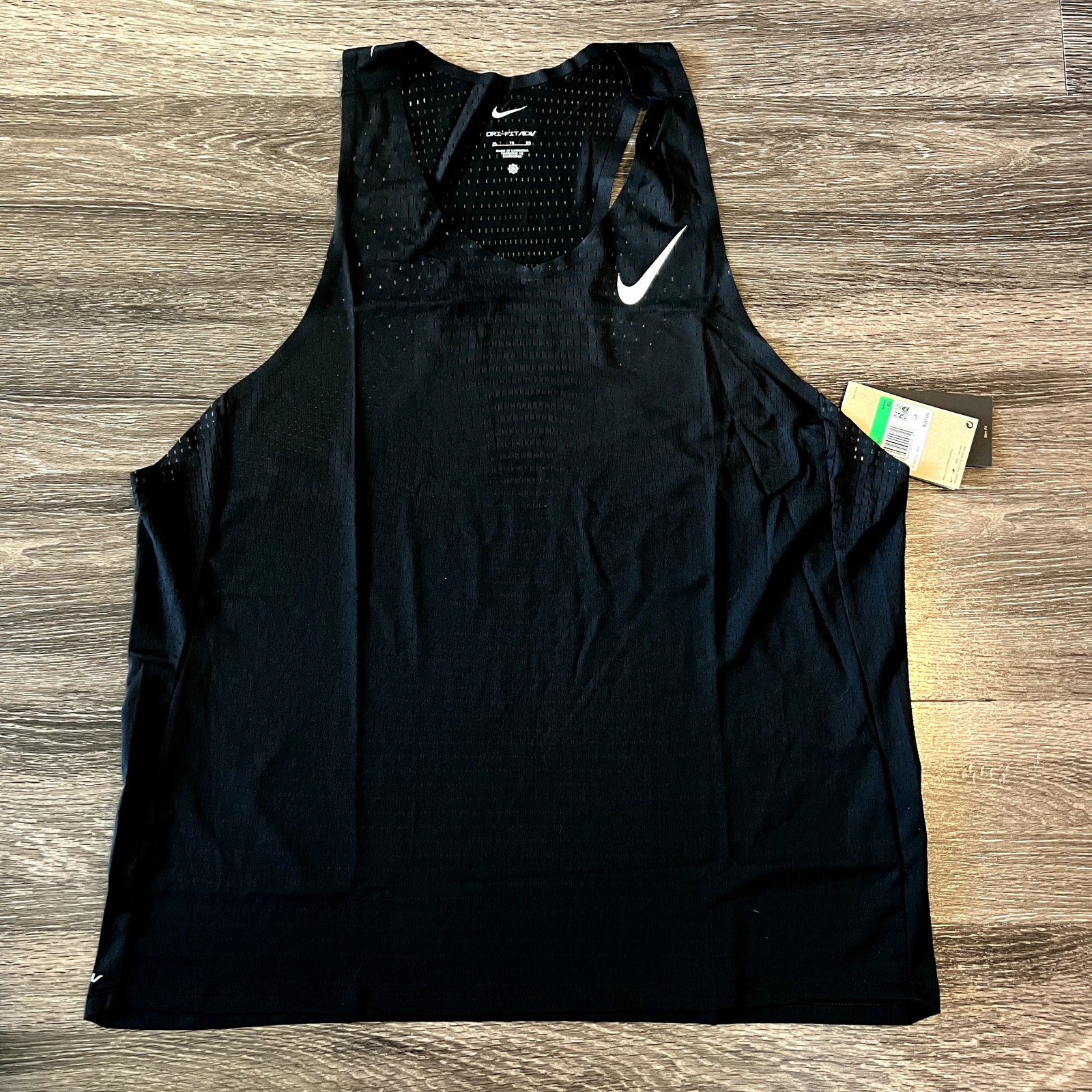 Nike AeroSwift Dri-Fit ADV Running Singlet Men's XL Black White FN4231-010 (90)