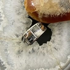 Native American Sterling Silver Inlay Wild Horse Graduated Band Ring Size 10