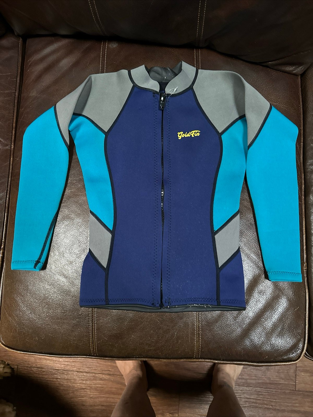 GoldFin Wetsuit Top Size Women's S Jacket Neoprene Long Sleeve Front Zip Surfer