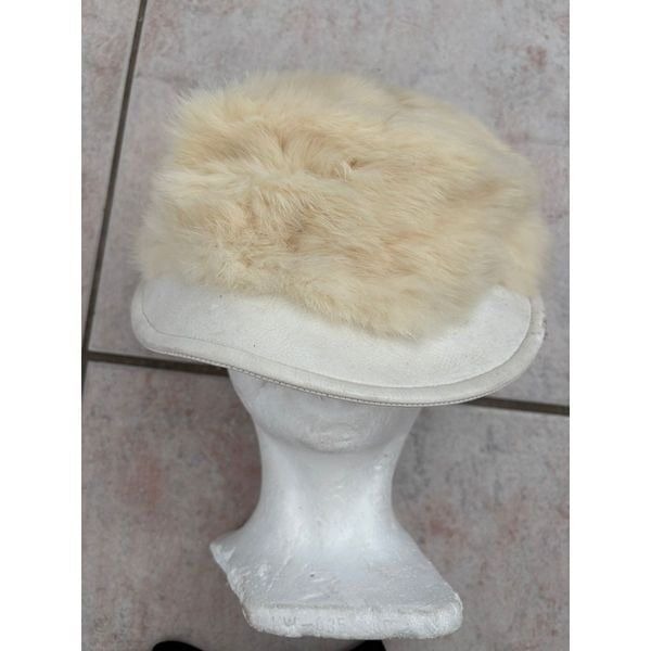 REAL RABBIT FUR HAT skully dress hat rabbit cap head piece accessory unisex