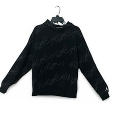 Jordan Flight Essentials All Over Print Mens Fleece Pullover Hoodie Black Medium